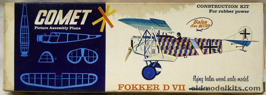 Comet Fokker D-VII - 12 inch Wingspan, 3104-70 plastic model kit